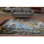Tapis captivant à motif abstrait 5 x 8 avec une lune majestueuse et une forêt au crépuscule