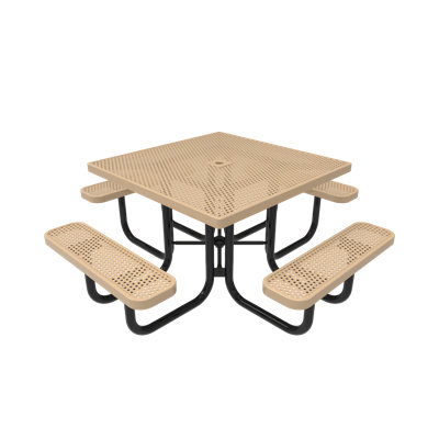 COATEDOUTDOORFURNITURE 46In Square Picnic Table, Punched, Tan