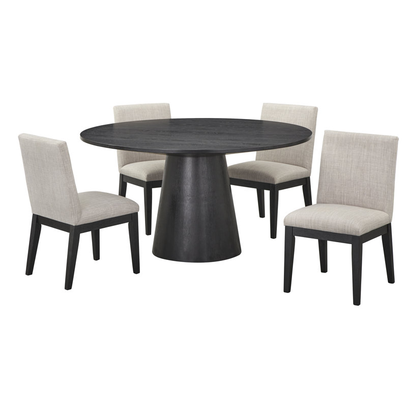 Ensemble repas pour 4 personnes Kumud, 5 pièces: table, 4 chaises, gris