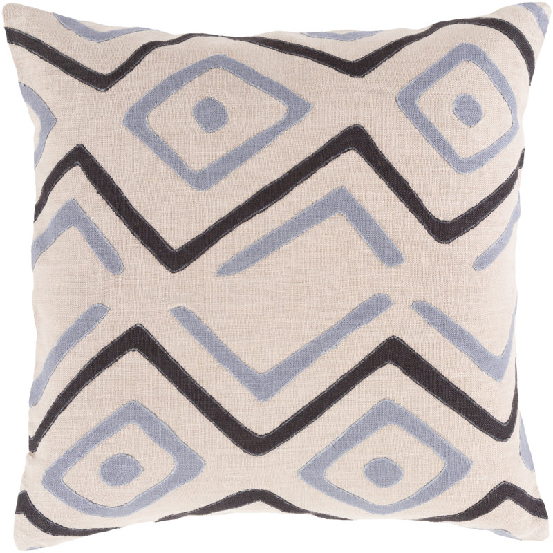 Nairobi Geometric Pillow Cover, 18" H x 18" W x 0.25" D, Gray\Black