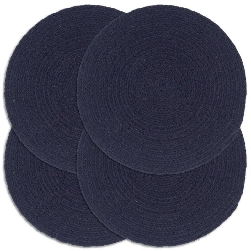 Billingsy Cotton Solid Colour Round Placemat, Navy Blue