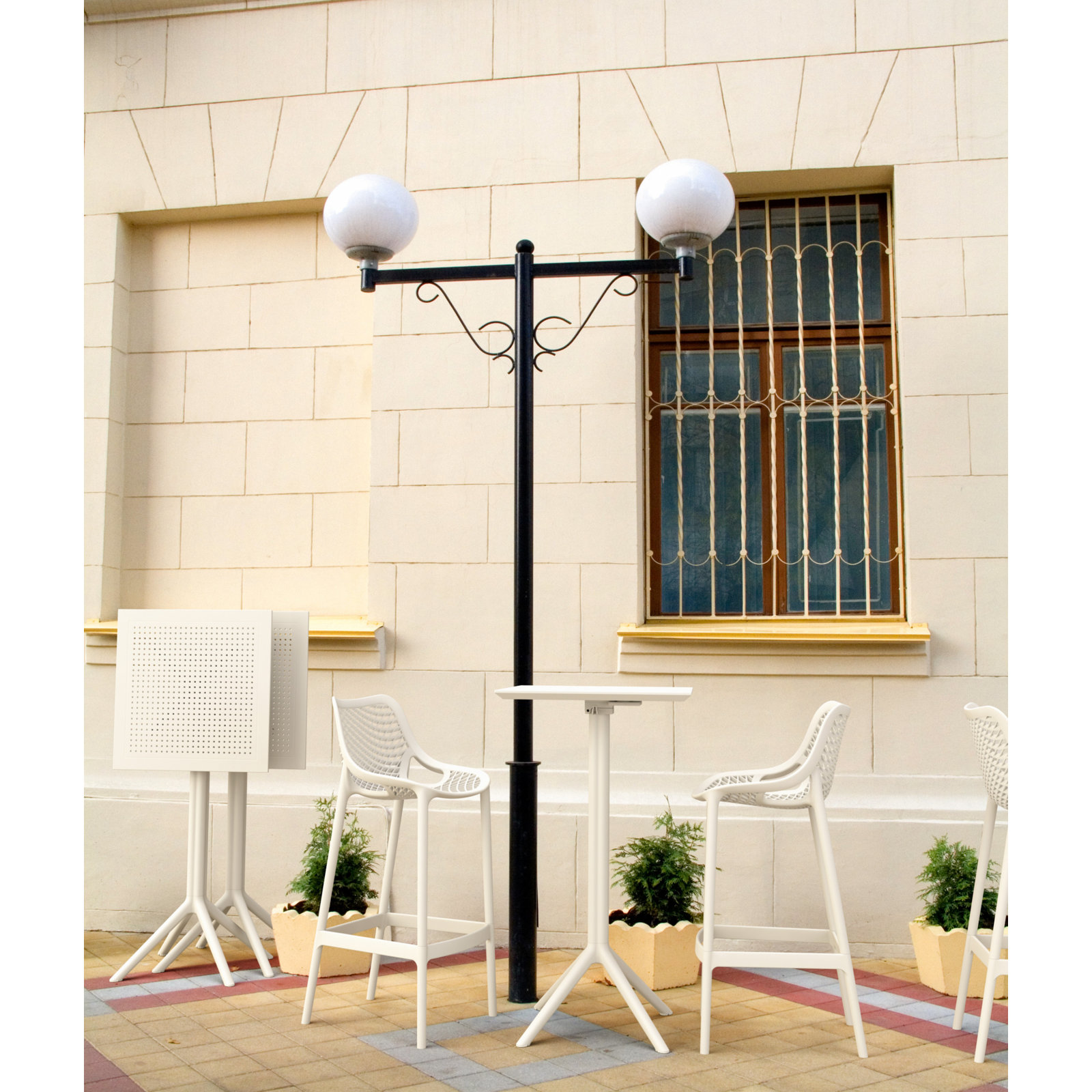 Farrah Folding Plastic Bar Table, White