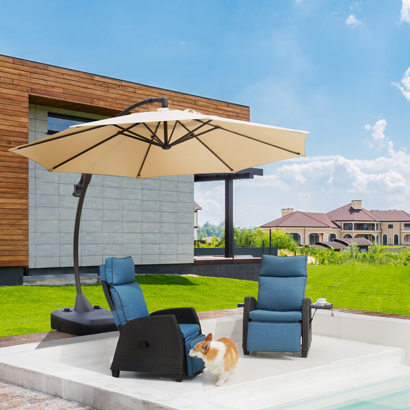 Premium All-Weather Wicker Outdoor Lounge Chair, Peacock Blue