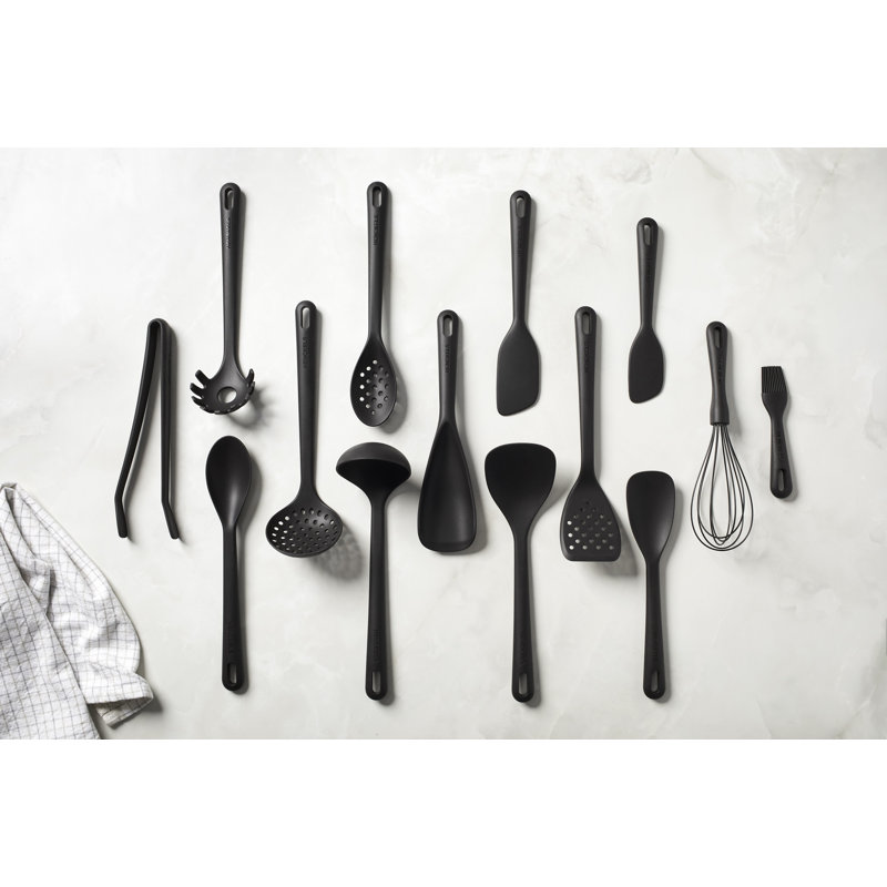 Black Silicone Heat-Resistant Skimming Ladle with Hanging Loop