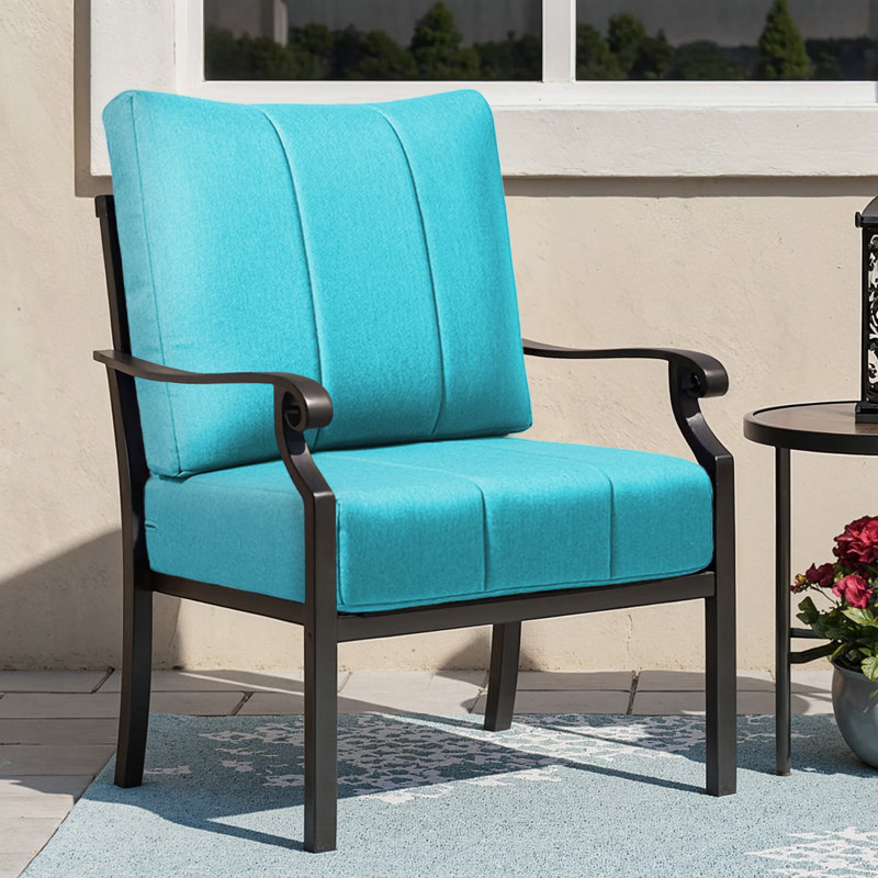 Forbell Outdoor Patio 6" Thick Seat & Back Furniture Cushion Set With Removable Cover, Light Blue, 3