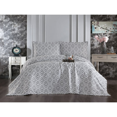 Ensemble de couvre-lit double Luxury Chenille, gris, 94,5 po x 102,4 po | Comprend 2 taies d'oreiller (23,6 po x 31,5 po) | 450 g / m², lavable en machine à 86 ° F | Tissu doux et texturé pour les chambres confortables, design élégant