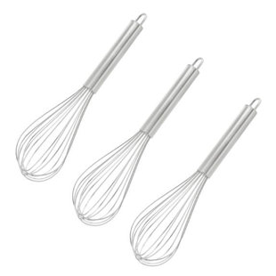 YBM Home Stainless Steel Professional French Whisk, Handheld Whisk For Blending, Whisking, Beating, Stirring, Hanging Hook, Easy To Clean, Dishwasher Safe, 3-Pack (Set of 3)