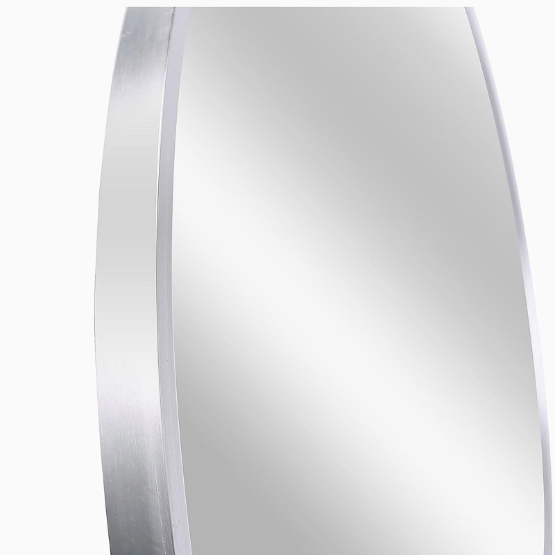 Metal Framed Bathrrom Mirror for Wall, Silver, Round, 36" x 36"