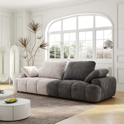 Large Size Two Seat Sofa,Modern Upholstered Paired With Suede Fabric