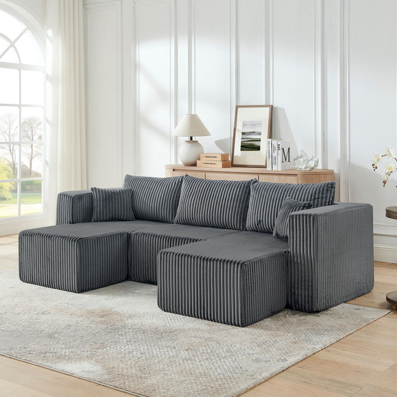 Canapé modulaire compact en velours côtelé compact avec un style minimaliste moderne, canapé modulaire à compression confortable avec un design efficace et peu encombrant