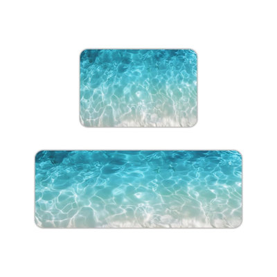 Ensemble de 2 tapis de cuisine turquoise pour la cuisine et le vestibule