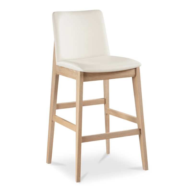 Deco Counter Stool White PVC, Bar Stool (30” Seat Height), Oak