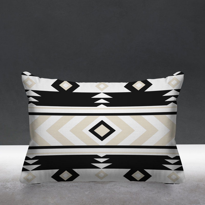 Coussin intérieur / extérieur Fika Southwestern, Noir