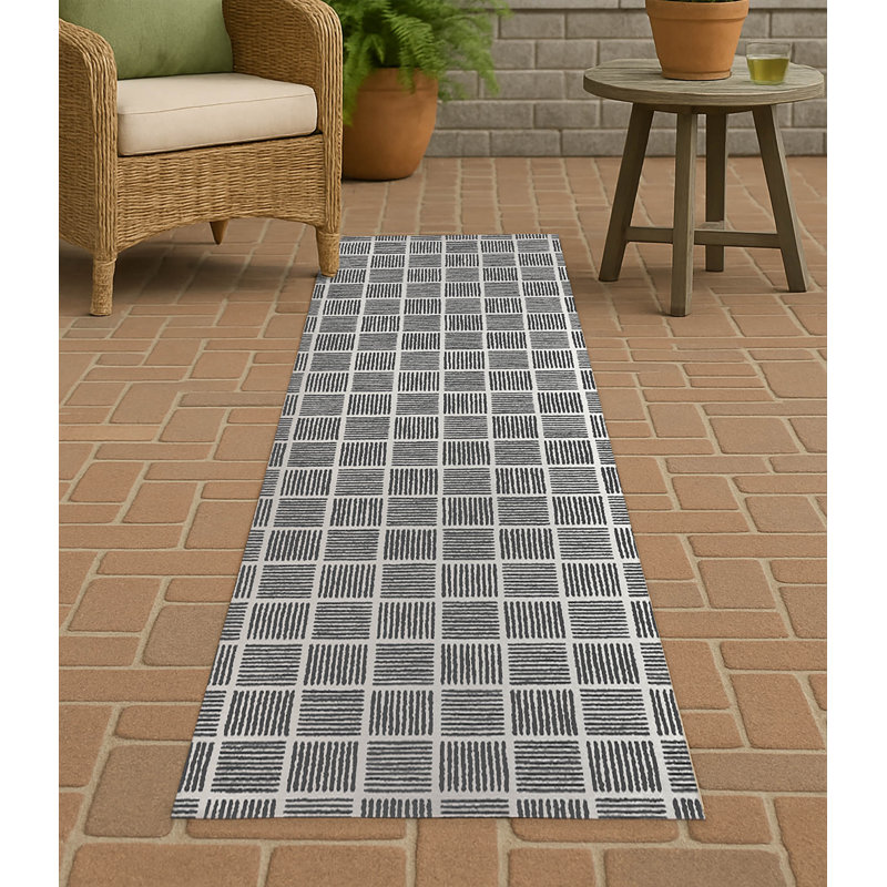 Tapis d'extérieur antidérapant Tally Blocks, Tapis de couloir 2 pi 6 po x 8 pi