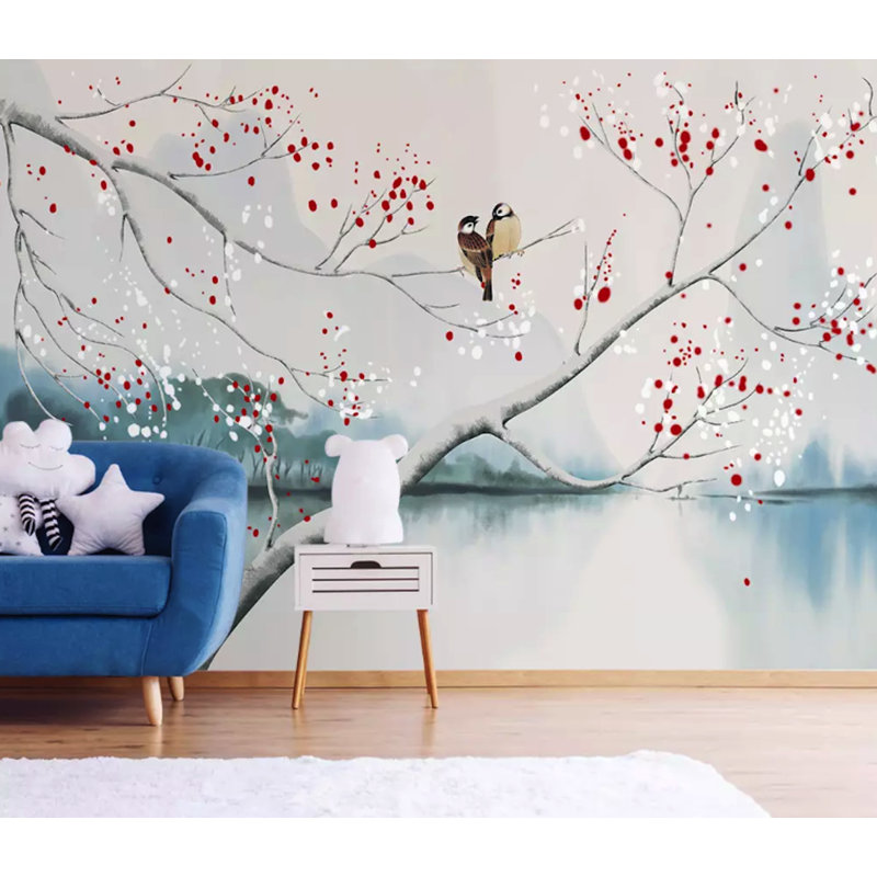 Murale paysage de lac d'hiver, l 106 po x L 187 po