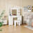 Makeup Vanity with 3-color Lighting Mirror, Outlets, Stool, Storage Drawers and Cabinet-167478792