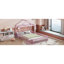 Lit en bois avec rampes et tête de lit détachable en forme de maison, lit double avec support pour enfants, structure de maison de jeu de style Montessori pour filles, rose-29099158-29099156