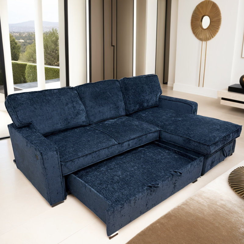 Canapé-lit modulaire rembourré avec rangement 83 po