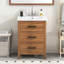 Meuble-lavabo sur pied 24 po avec lavabo en céramique, meuble-lavabo moderne avec 3 tiroirs et meuble-lavabo autoportant avec lavabo simple (identique à SW000108AAP)