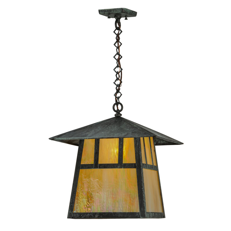 Luminaire suspendu 16 po carré, Vert-de-gris artisanal