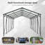 Abri de voiture robuste en métal 12 x 32 avec toit et cadre en acier galvanisé, grand garage extérieur avec 4 supports de tubes carrés inclinés fixes pour voitures, camions,