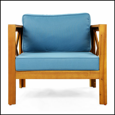 Ensemble de fauteuils club d'extérieur en bois d'acacia durable avec coussins confortables et résistants à l'eau pour la terrasse et le jardin
