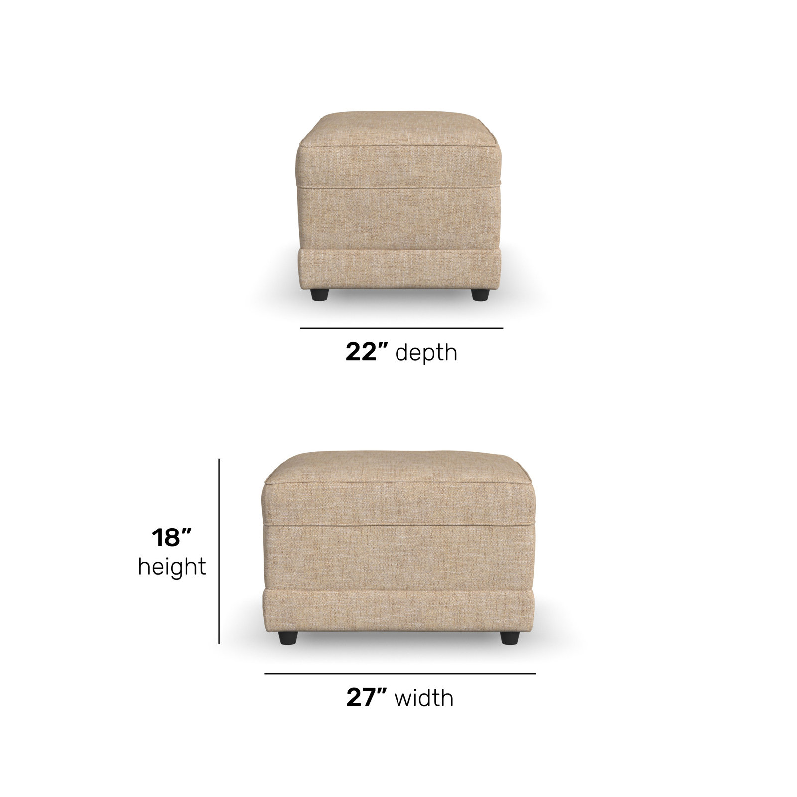 Rigney 27" Ottoman, Tan