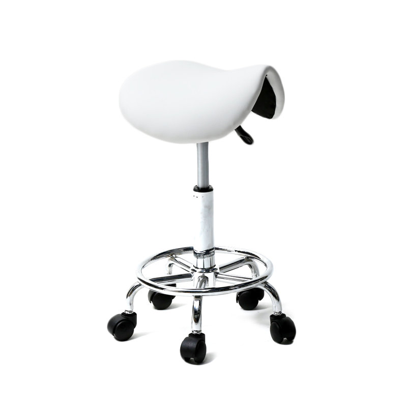 Adjustable Height Ergonomic Lab Stool with Wheels, White