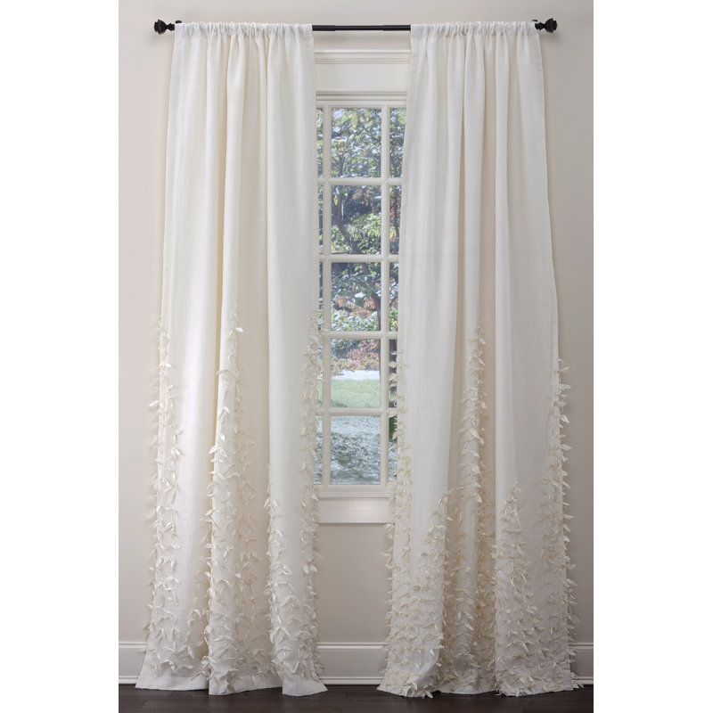 Ribbon Room Darkening Curtain, Ivory, 50" W x 108" L