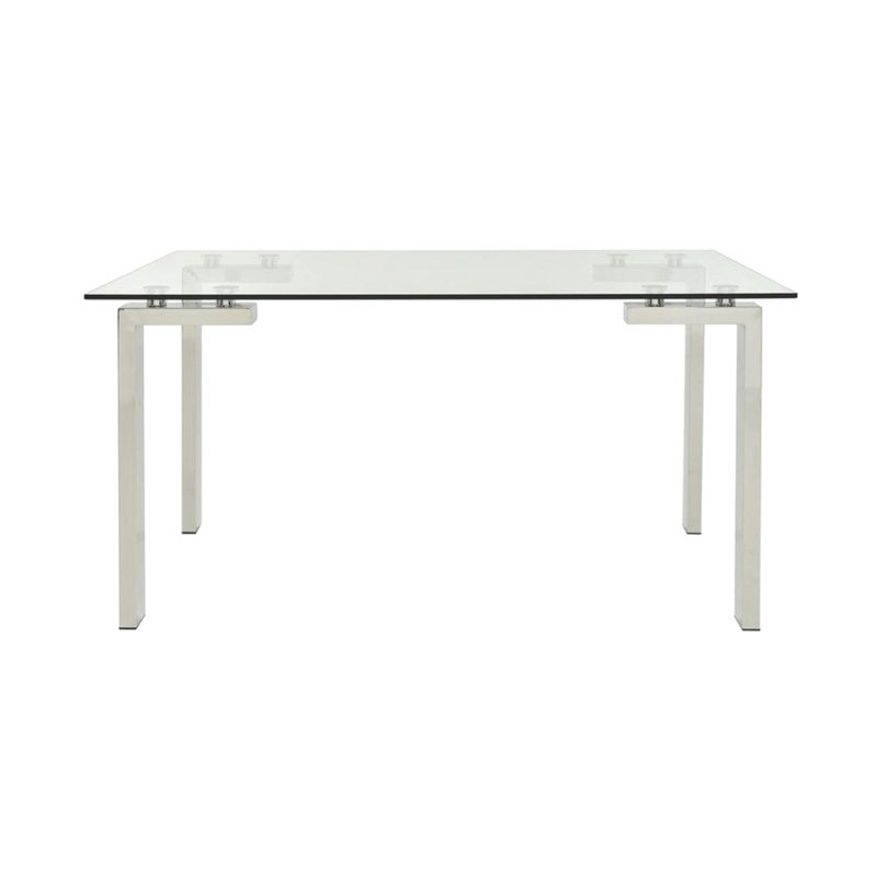 Table de salle à manger Teara avec base en acier inoxydable, Argent argent, L 30 po x L 50 po