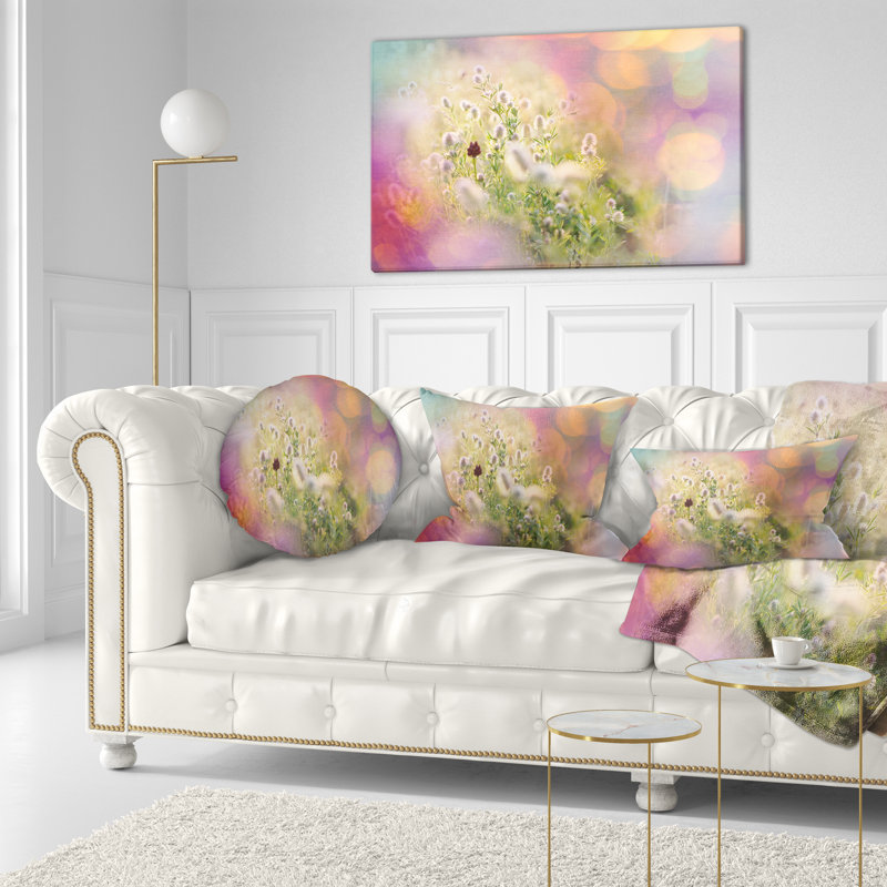 Mignonnes petites fleurs d'été - coussin à imprimé floral, 16 po x 1 po, Coussin décoratif