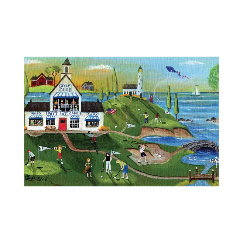 Golf Club Folk Art by Cheryl Bartley - Print on Canvas, Wrapped Canvas, 66.04 cm H x 45.72 cm W x 1.91 cm D