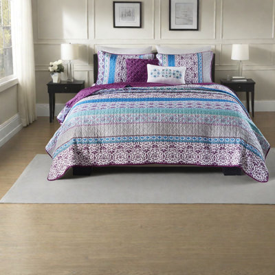 Boho Reversible Bedding Sets, Cotton & Microfiber Blend, Purple Design For Home Comfort
