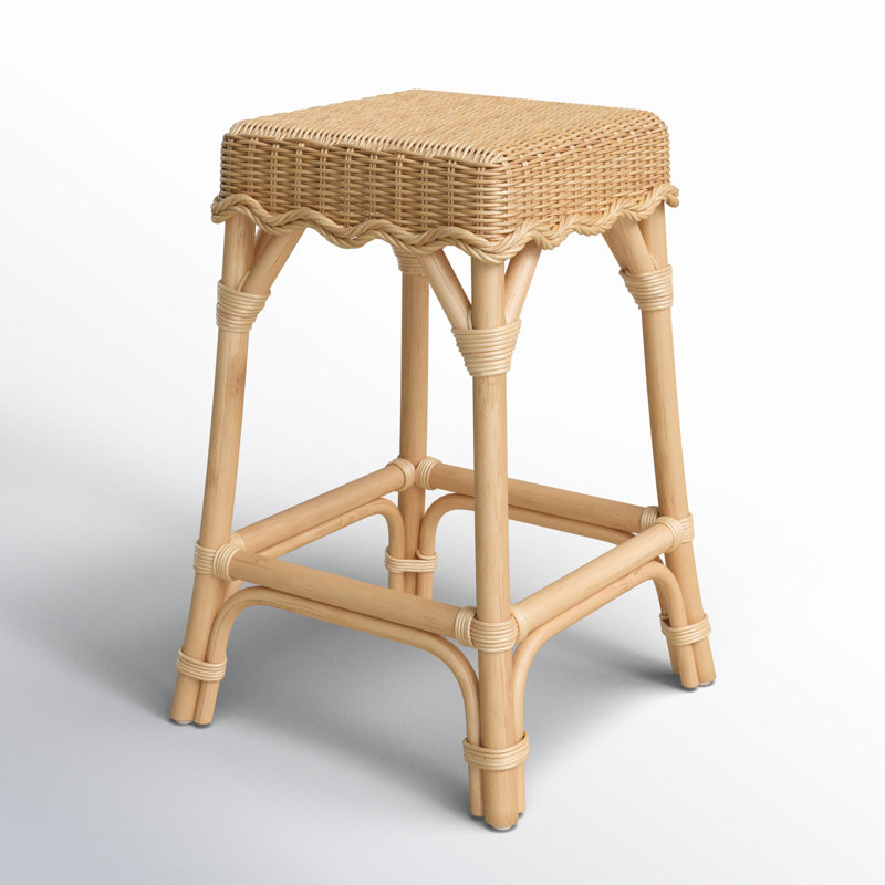 Lacie Rattan Scalloped Bar and Counter Height Stool, Counter Stool (24" Seat Height)