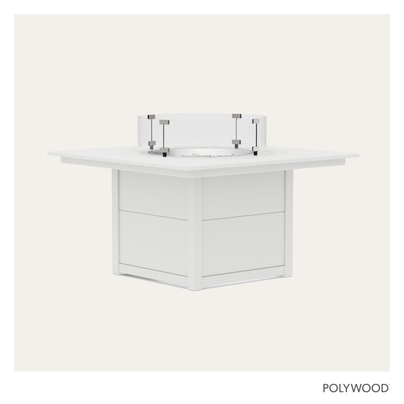POLYWOOD Square 42" Fire Pit Table, White