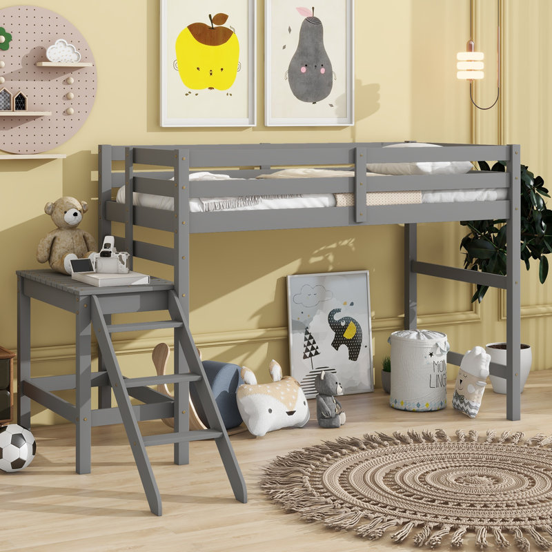 Lit mezzanine pour enfants Stephine, Simple, gris