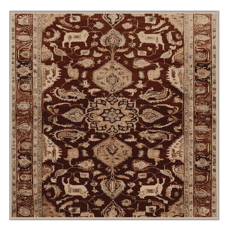 Machine Washable Persian Brown Area Rug, Square 8'