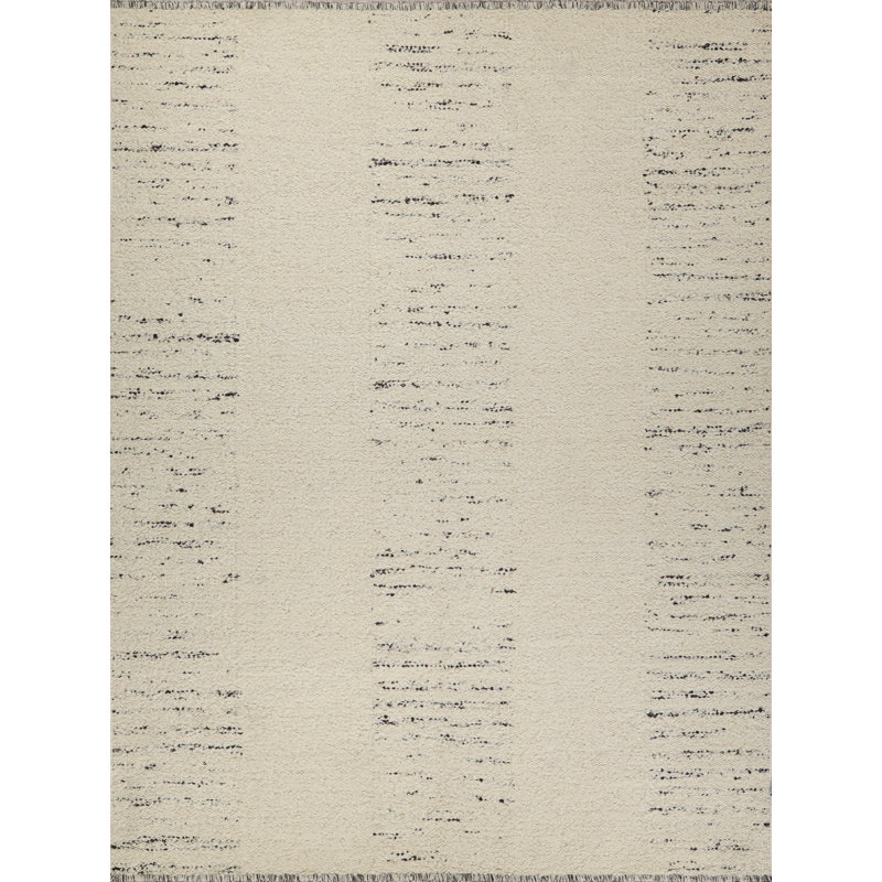 Sunstone flatweave Wool Ivory/Black Area Rug, 12'X15'