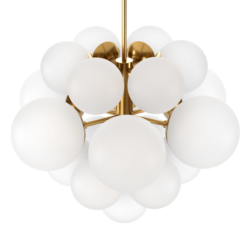 Nova 19 - Light Chandelier, White, Burnished Brass