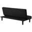 Lit convertible noir sans accoudoirs avec un revêtement lisse, un support fiable et un siège à ressorts sinueux à l'esthétique contemporaine, coussins, confort pour les invités qui passent la nuit