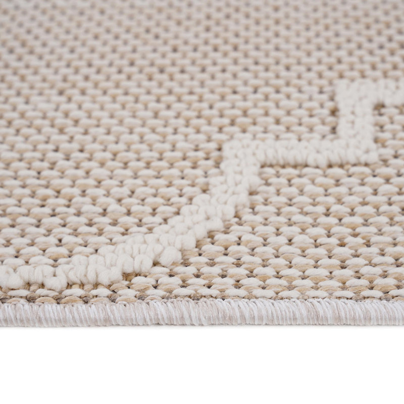 Cream /Trellis Indoor/Outdoor Area Rug, Rectangle 5'3" x 7'6", Ivory