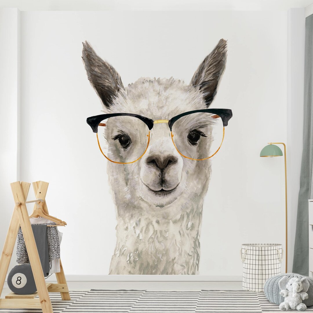 Strukturierte Fototapete Hip Llama with Glasses 1,92 m x 192 cm