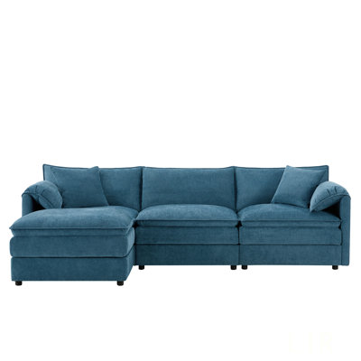 103 Inch Chenille Modular Sectional Sofa With Deep And Wide Seats, L Shaped Cloud Couch Set, 4 Seat Sofa With Movable Ottomans, Oversized Indoor Furniture For Living Room & Apartment