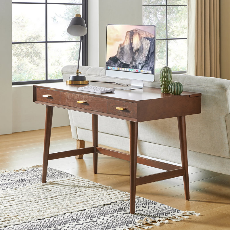 Bureau d'ordinateur de style moderne Mid-Century 48 po Kerah, Noyer