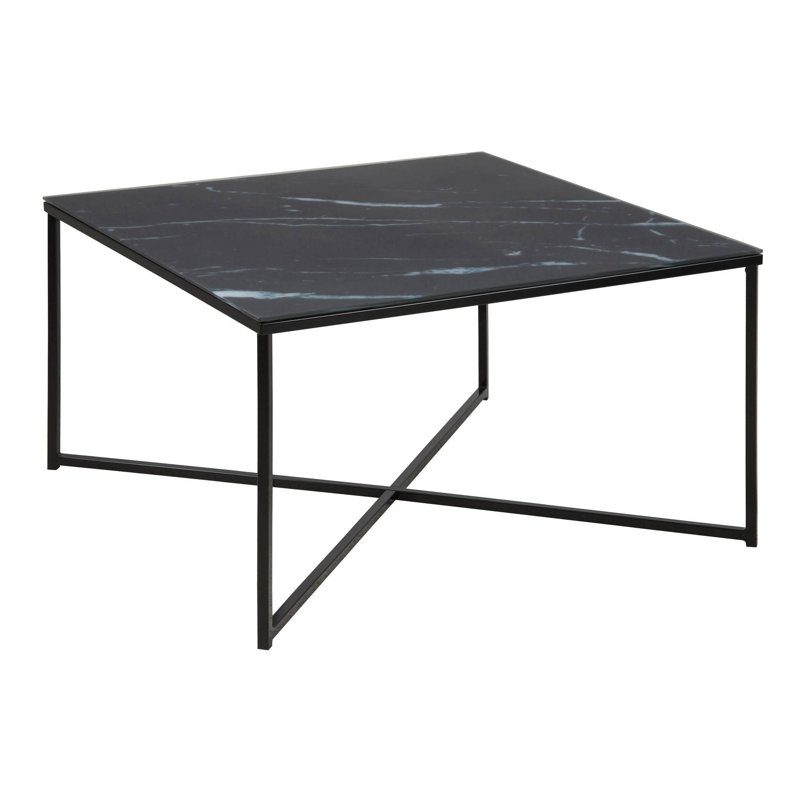Bonilla Frame Coffee Table, 36cm H x 80cm L x 80cm D, Black Top, Brown