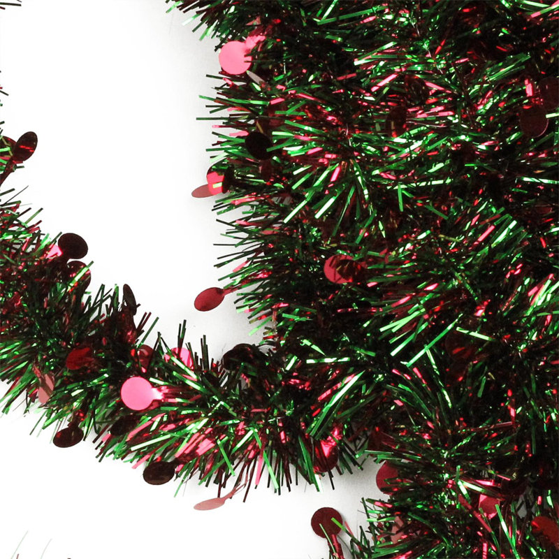 Guirlande de Noël 50 'x 2,5 "rouge et vert brillant non éclairé