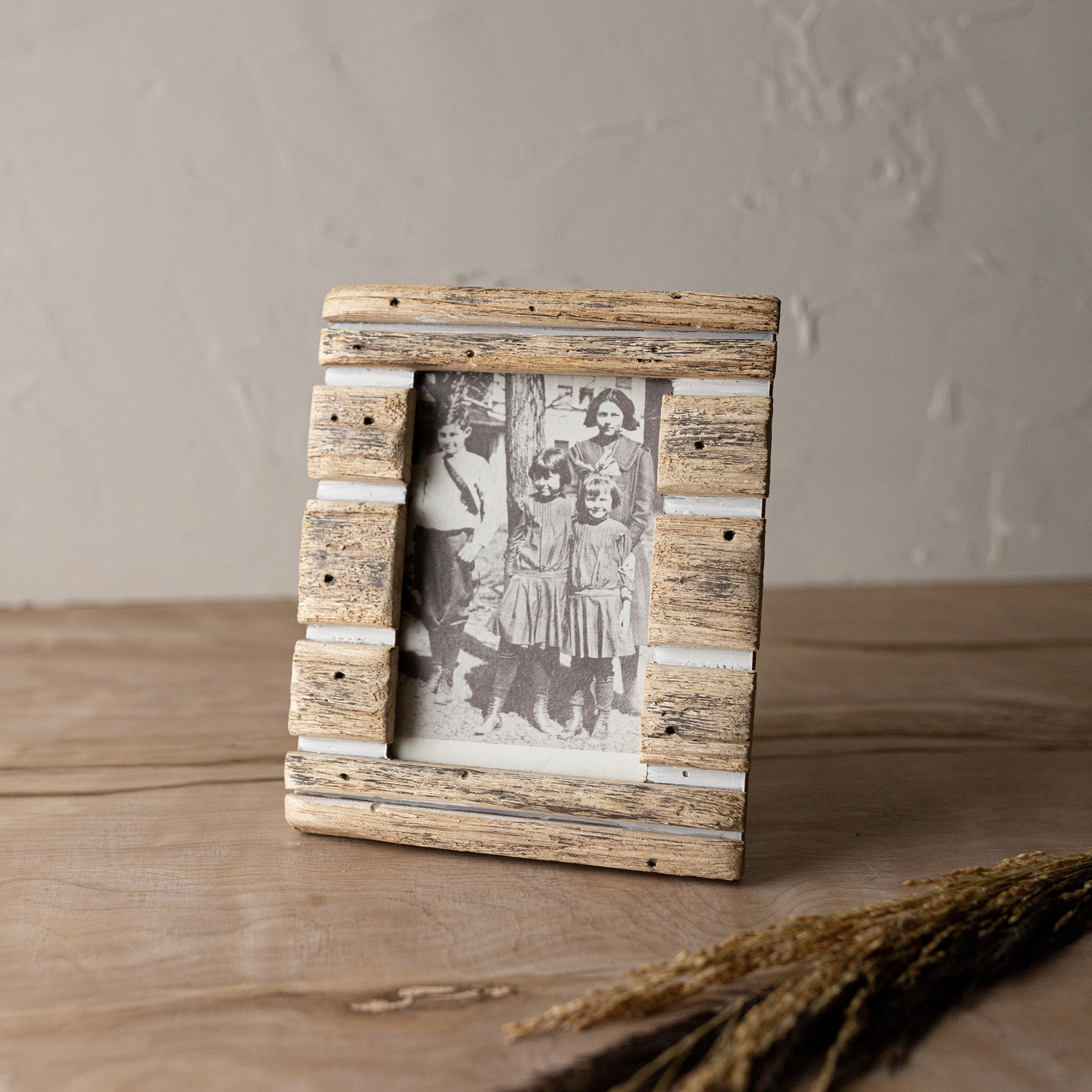 5x7 Inch 2 Photo Striped Driftwood Collage Picture Frame Wood, Mdf