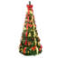 Arbre de Noël de 6 pi avec fonction escamotable, 150 lumières et éléments blanc chaud, convient aux petits espaces de vie