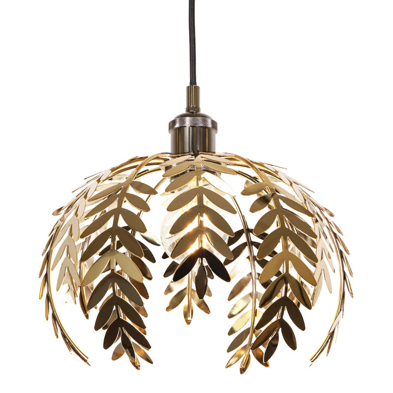 Traditional Fern Leaf Design Ceiling Pendant Light Shade in Shiny Finish, Gold