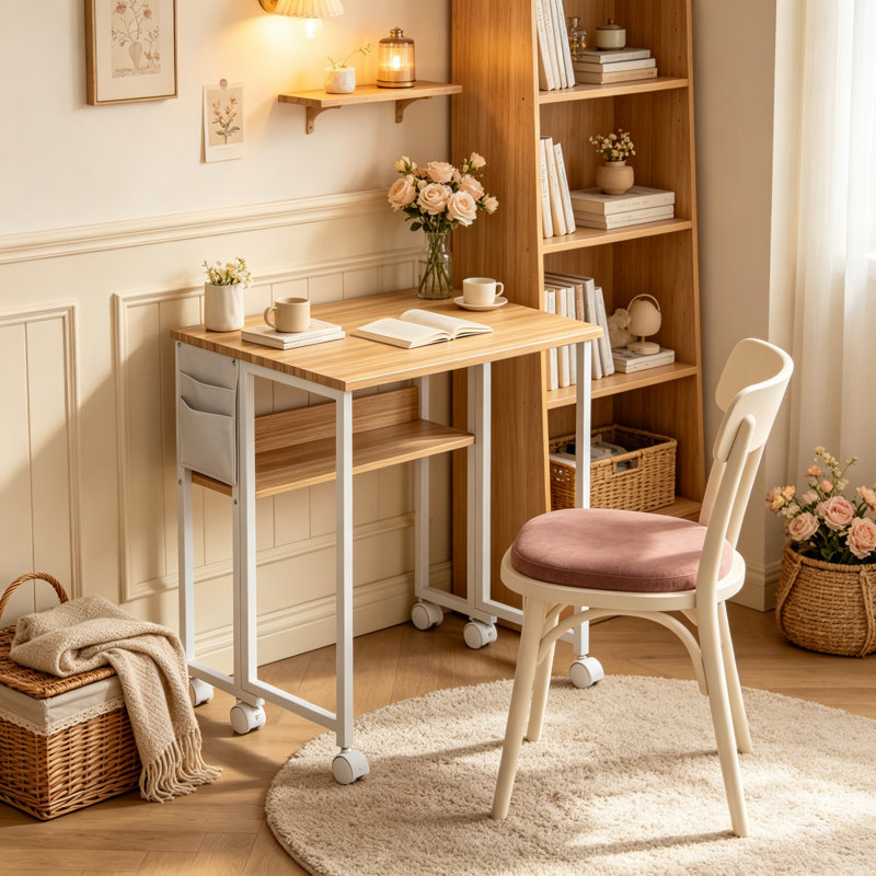 MDF Steel Computer Desk, Rustic Brown